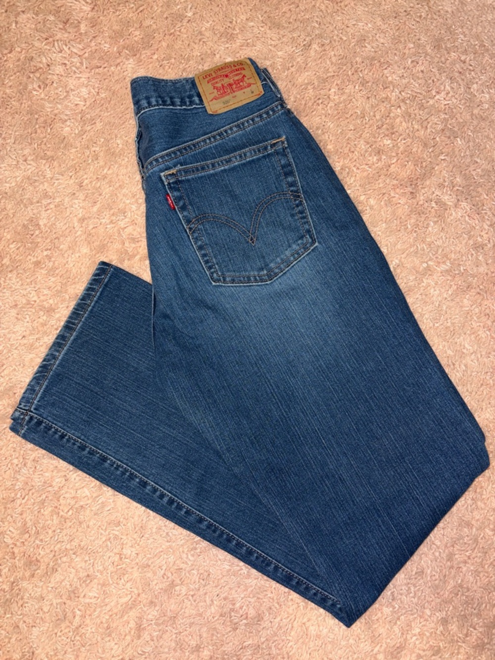 Vintage Levi’s 505 blue jeans nouveau straight stretch  women’s 12M low straight